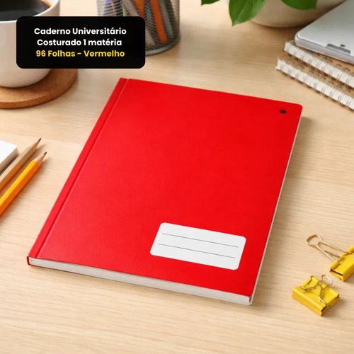 Caderno Universitário Costurado 1 matéria 96 Folhas - Vermelho