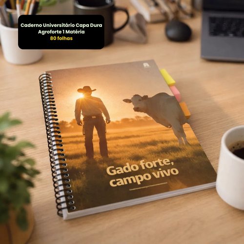 Caderno Universitário 1 Matéria Capa Dura Agroforte – 80 folhas