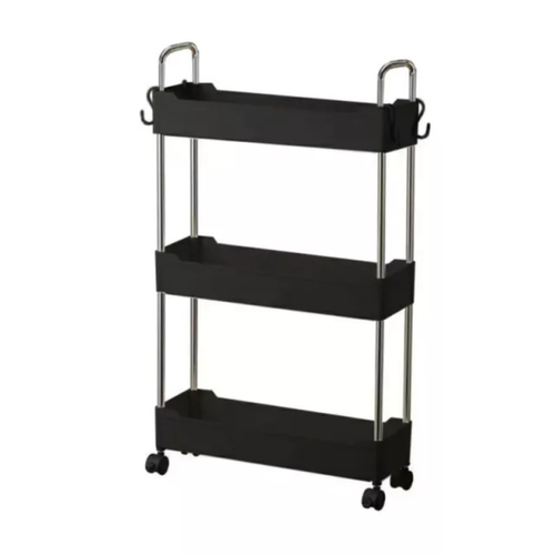 Prateleira Multiuso 3 Andares Com Rodinha Preta