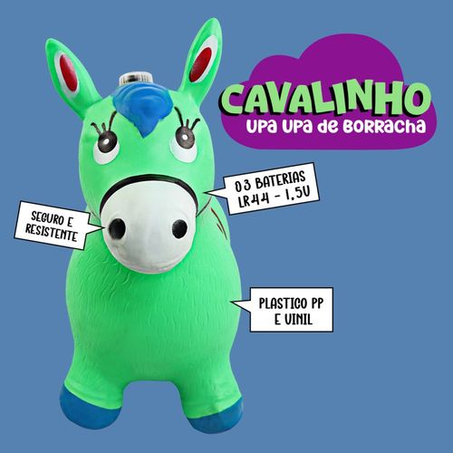 Cavalinho Upa Upa de Borracha Pula Pula Colorido com Sons - Menino