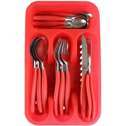 Conjunto de Talheres Home em Aço Inox Vermelho 25 Peças