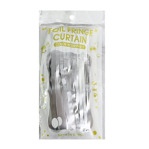 Cortina Metalizada Fitas Para Decoração Prata