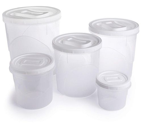 Porta Mantimento Conjunto De Potes Tampa Com Rosca 5 Peças - Branco