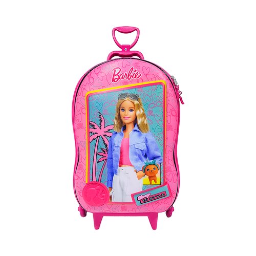 Mala Infantil Barbie 3D com Rodinhas - Rosa