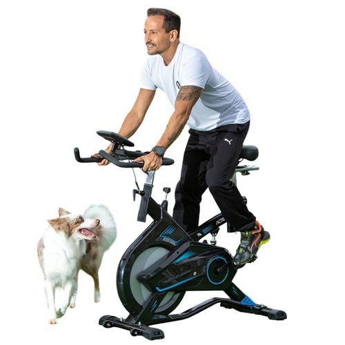 Bicicleta Ergométrica Residencial Spinning Pro Com Freio Mecânico - Preto e Azul