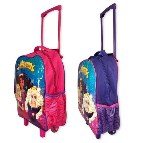Kit Mochila Infantil Escolar com 3 peças Princesas Rosa/Roxo