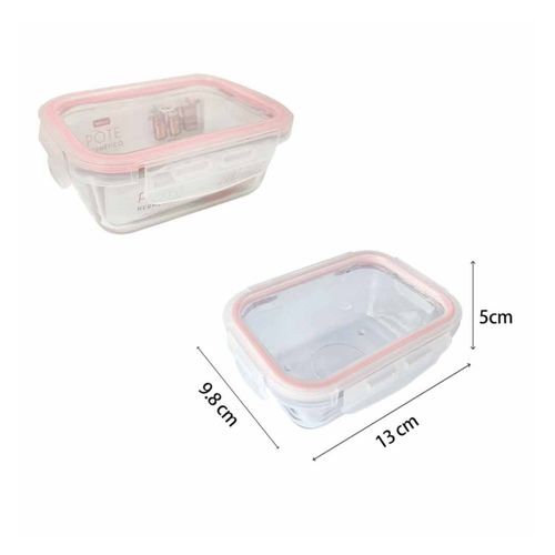 Pote Vidro Hermética Com Tampa Silicone Rosa 370ml