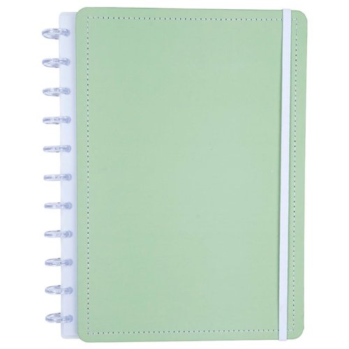 Caderno Disko Pistache Grande G Disco Reposicionável Capa Dura
