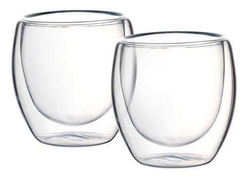 Copos De Vidro Borasilicato Duplo 80ml Isolante Térmico