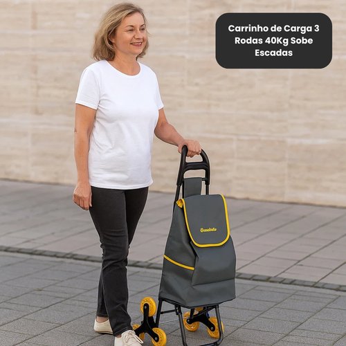 Carrinho de Carga 3 Rodas 40Kg Sobe Escadas