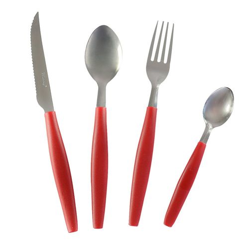 Conjunto de Talheres Vermelho 24 Peças com Jarra de Vidro