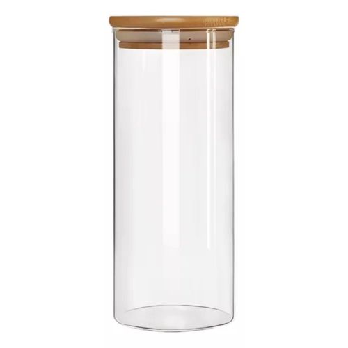 Pote De Vidro Hermético Com Tampa De Bambu - 1500ml