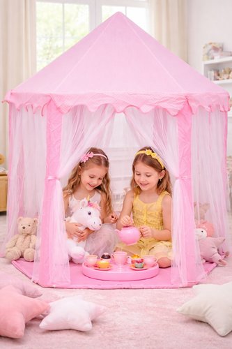 Cabana Princesa Barraca Tenda Rosa Montável Brinquedo Portátil