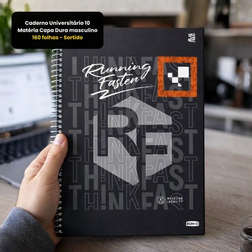 Caderno Universitário 10 Matérias Capa Dura masculino 160 folhas - Sortido
