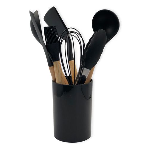 Conjunto De Utensílios Silicone 8 Peças - Preto