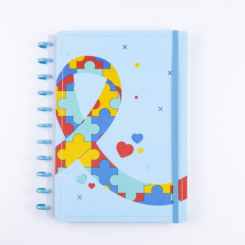 Caderno Amor ao Autista Médio M Disco Reposicionável Capa Dura Disko