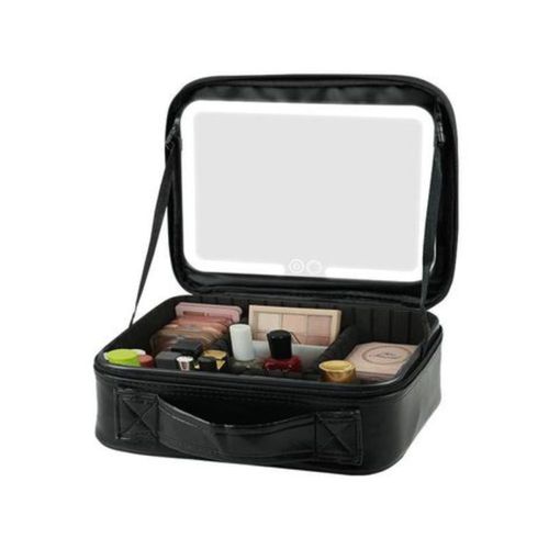 Necessaire Com Alça Espelho Portátil Para Maquiagens E Cosméticos
