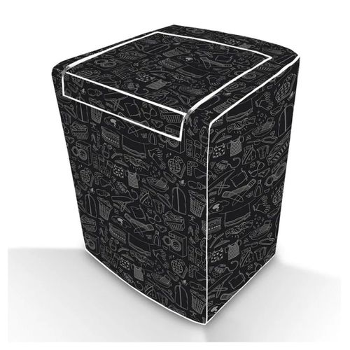 otovky7d5j-lg.jpg Capa de Maquina de Lavar Abertura Superior C/ Ziper Preta Estampa Lavanderia - M