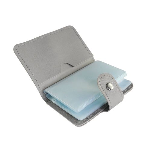 Porta Cartões Liso com Botão - Cinza