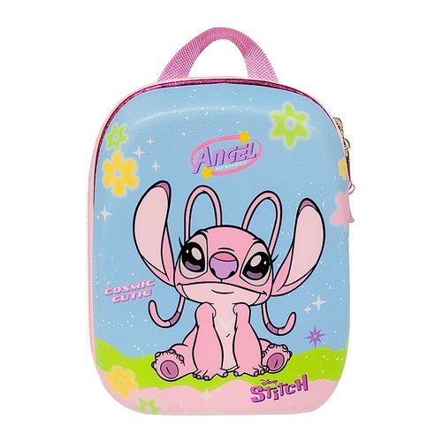 Mochila Infantil Angel Stitch Tamanho P - Azul Claro