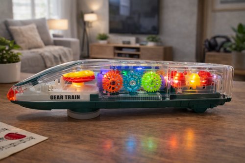 Trem Transparente com Engrenagens