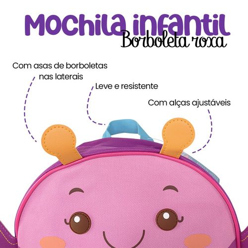 Mochila Infantil Com Alças - Borboleta Roxa