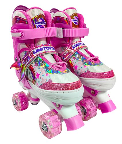 Patins Infantil Sereia com LED - Rosa