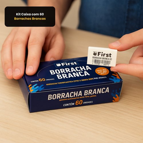 Kit Caixa com 60 Borrachas Brancas
