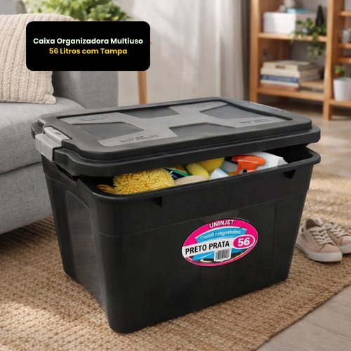 Caixa Organizadora Multiuso 56 Litros com Tampa