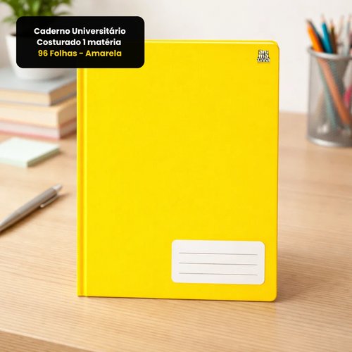 Caderno Universitário Costurado 1 matéria 96 Folhas - Amarela