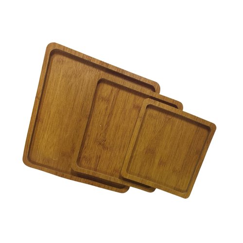 Conjunto com 3 Bandejas Madeira Quadradas