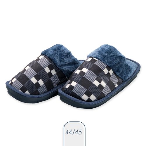 Pantufa Masculina Xadrez Azul 44/45