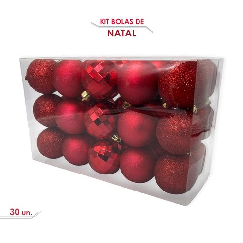 Kit Bolinhas De Natal 5cm Enfeite Natalino 30un Vermelho