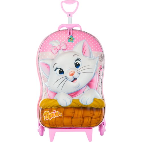 Mala Infantil Gatinha Marie 3D com Rodinhas - Rosa