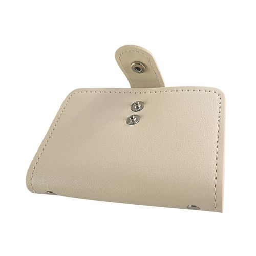 Porta Cartões Liso com Botão - Bege