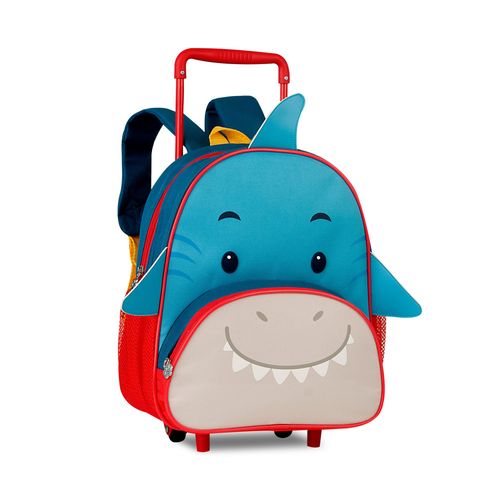 Mochila Infantil Com Rodinhas - Tubarão Azul