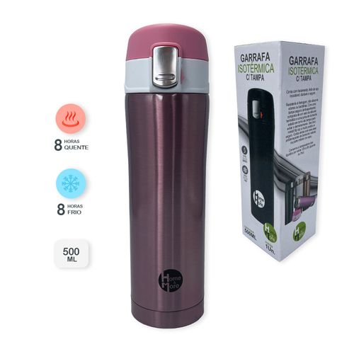 Garrafa Isotérmica Com Tampa 500ml - Rosa