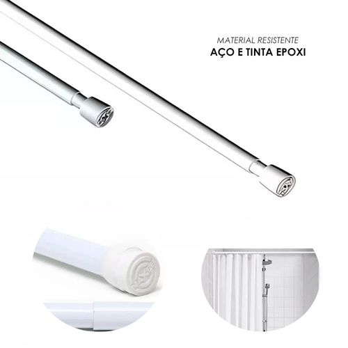 Tubo Barra Extensível Ajustável Cortina Box De Banheiro 1,40 a 2,10