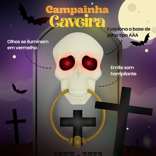 Campainha Fantasma com Luz e Som à Pilhas-