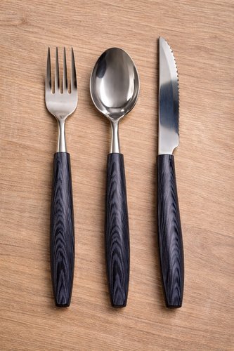 Conjunto Talheres 12 Peças De Inox / Preta