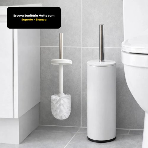 Escova Sanitária Matte com Suporte - Branca