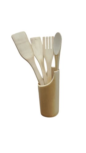 Kit 5 Peças Utensílio de Cozinha de Bambu