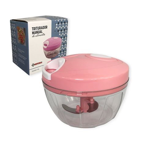 Processador De Alimentos Manual Triturador Com 3 Lâminas 500ml Rosa
