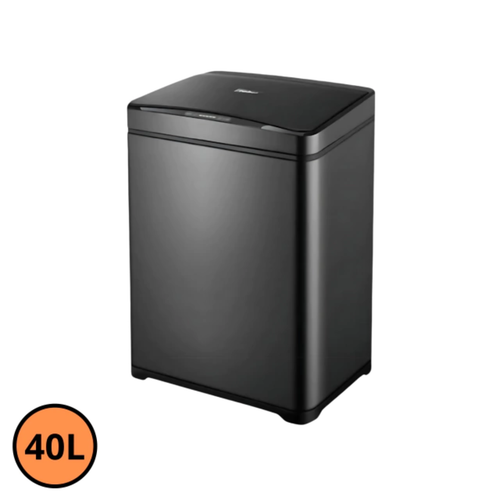 Lixeira Automática Retangular 40 Litros com Sensor em Aço - Preta