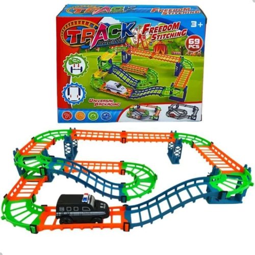 Conjunto Pista Plástica Com Carrinho e Motor a Pilha