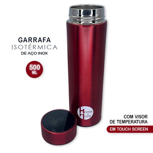 Garrafa Isotérmica Em Aço Inox 500ml - Vermelha