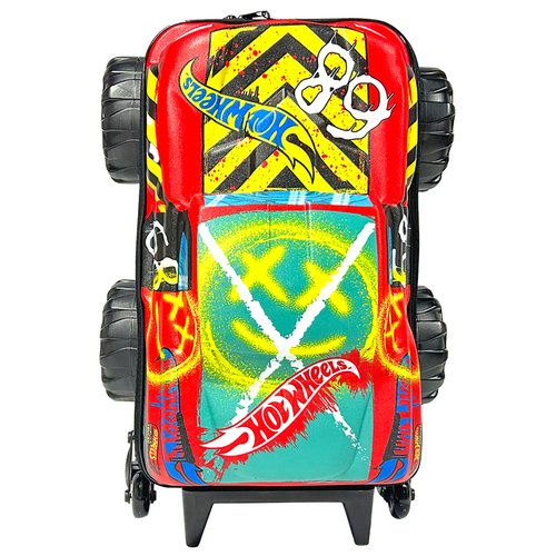 Mala Infantil Hot Wheels Monster Truck 3D com Rodinhas - Multicolorida