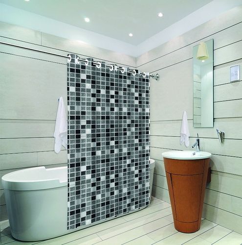 Cortina de Box Pastilha Preta c/ ilhos