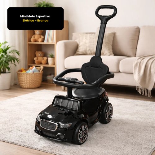 Carrinho Elétrico Infantil com Empurrador - Preto