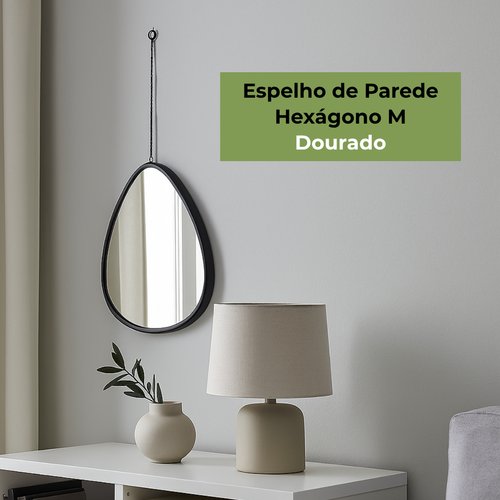 Espelho de Parede Formato de Gota Invertida Grande - Preta